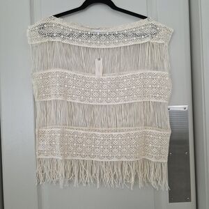 Callahan Cream Crochet Fringe Tunic Top